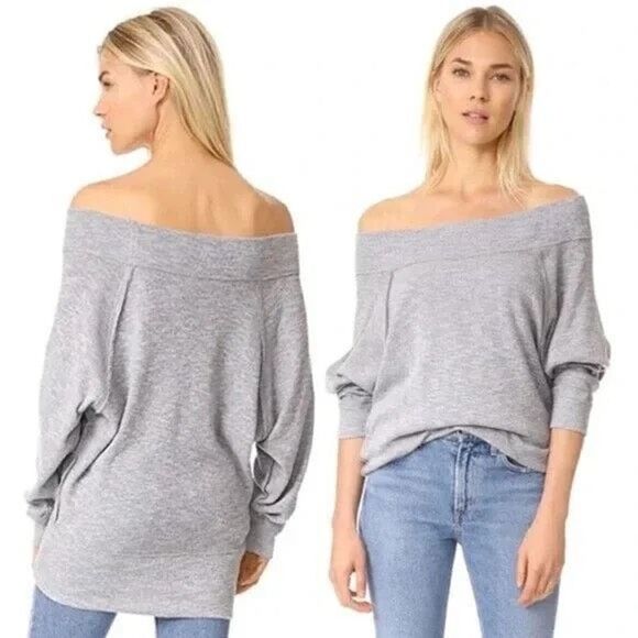 Free People Tops - We The Free Women's Palisades Off Shoulder Dolman Sleeve Top Blouse Gray Size PS